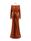 ALBERTA FERRETTI LONG DRESS WITH DRAPERY AND CUT/OUT DETAILS
