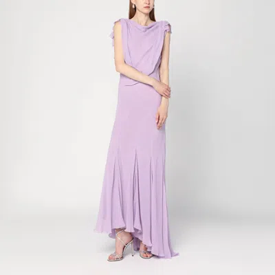 ALBERTA FERRETTI ALBERTA FERRETTI LONG DRESS WITH LIGHT PURPLE RUFFLES