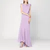 Alberta Ferretti Long Dress With Light Purple Ruffles Women In Purple