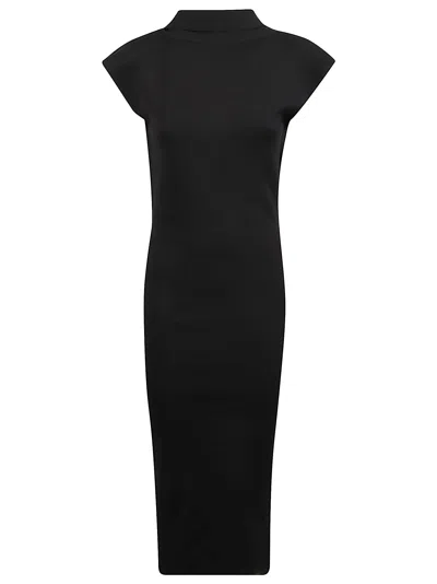 Alberta Ferretti Long Dress With Open Back In Black