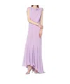 Alberta Ferretti Long Dress With Light Purple Ruffles Women In Purple