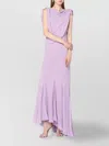 Alberta Ferretti Long Dress With Light Purple Ruffles Women In Purple