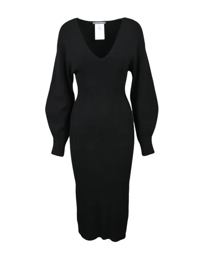 Alberta Ferretti Long Knit Dress Black