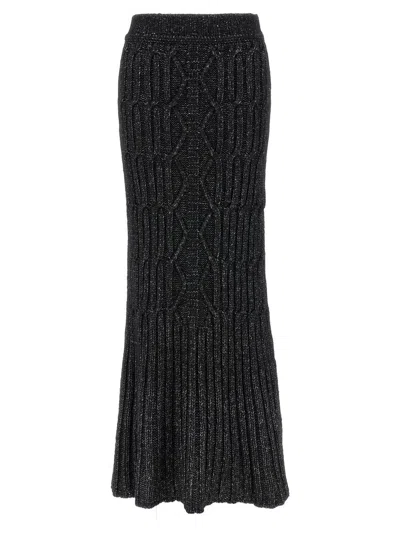 Alberta Ferretti Long Knit Skirt In Gray