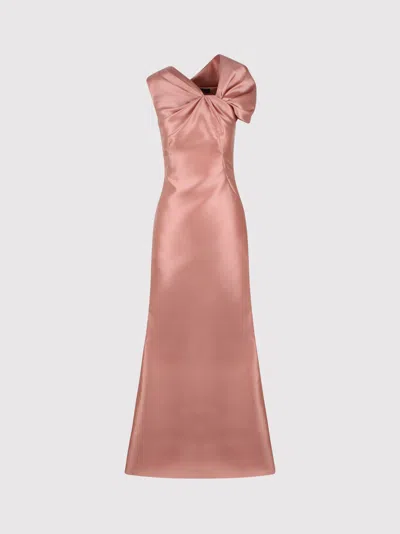 Alberta Ferretti Pink Gathered Detailing Gown In Pink & Purple