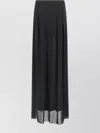 Alberta Ferretti Long Pleated Silk Skirt In Sheer Fabric In Black