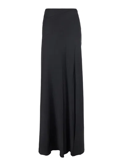 Alberta Ferretti Long Relaxed Black Skirt In Silk Blend Woman