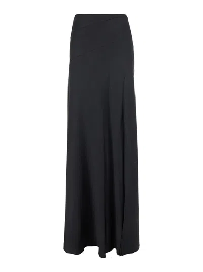 ALBERTA FERRETTI LONG RELAXED BLACK SKIRT IN SILK BLEND WOMAN