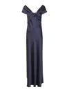 Alberta Ferretti Off-the-shoulder Evening Gown With Draped Bodice In Blue