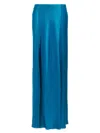 Alberta Ferretti Satin High Waist Long Skirt In Light Blue