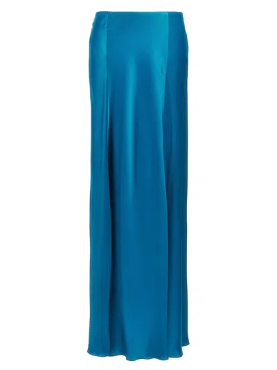 Alberta Ferretti Long Satin Skirt Skirts In Light Blue