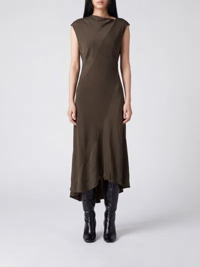 Alberta Ferretti Long Satin Slip Dress For Ceremonies And Events In Brown