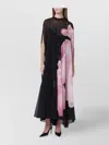 Alberta Ferretti Black Silk Dress With Orchid Print In Black