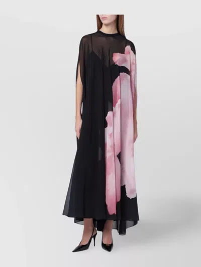 ALBERTA FERRETTI LONG SILK DRESS FEATURING ORCHID DESIGN