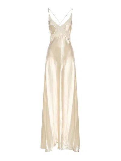 Alberta Ferretti Long Silk Dress In White