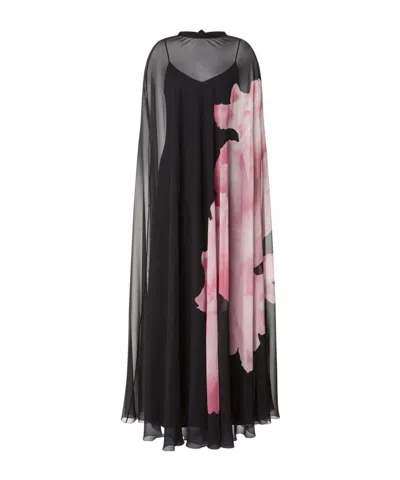 ALBERTA FERRETTI LONG SILK DRESS WITH ORCHID PRINT