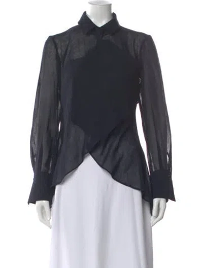 Pre-owned Alberta Ferretti Long Sleeve Blouse In Blue