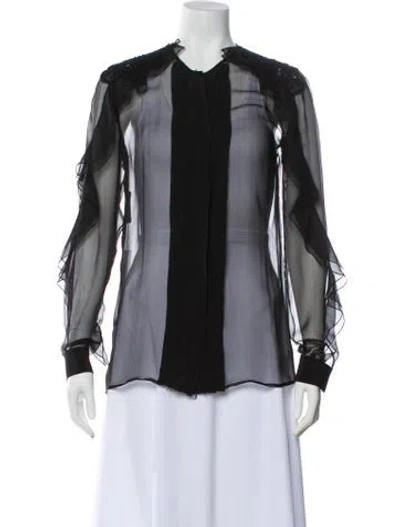 Pre-owned Alberta Ferretti Long Sleeve Blouse In Gray