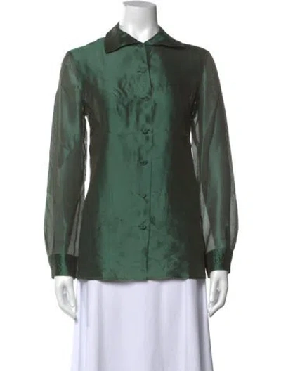 Pre-owned Alberta Ferretti Long Sleeve Blouse In Green