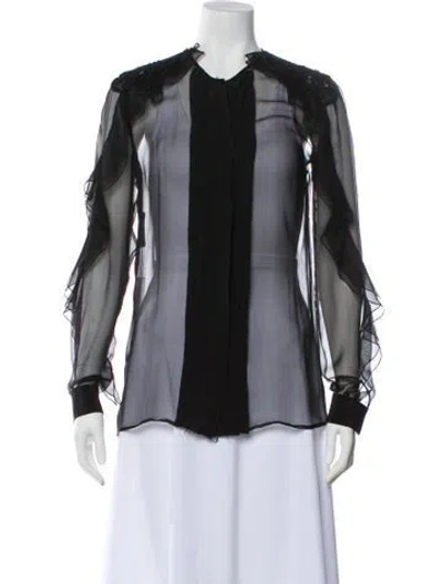 Pre-owned Alberta Ferretti Long Sleeve Blouse In Grey