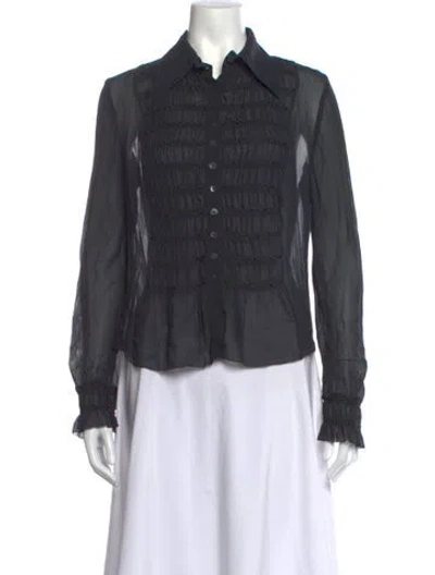 Pre-owned Alberta Ferretti Long Sleeve Blouse In Grey