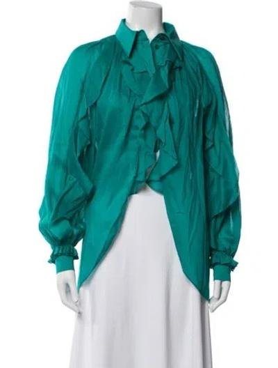 Pre-owned Alberta Ferretti Long Sleeve Blouse W/ Tags In Blue
