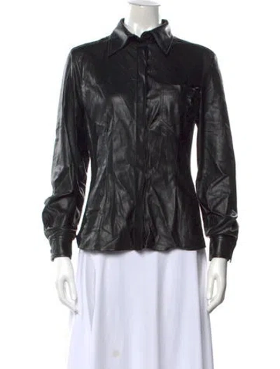 Pre-owned Alberta Ferretti Long Sleeve Button-up Top In Black