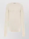 Alberta Ferretti Crew Neck Knitwear Long Sleeve Ribbed Top In Neutral