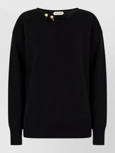 Alberta Ferretti Long Sleeve Crew Neck Knit Top Buttons In Blue