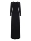 Alberta Ferretti Floor-length Black Dress With Sheer Sleeves In Black