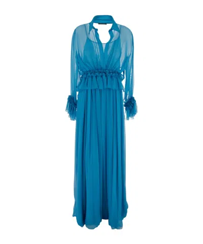 Alberta Ferretti Long Sleeve Dress In Blue