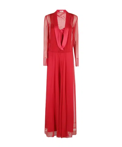 Alberta Ferretti Long Sleeve Dress In Red