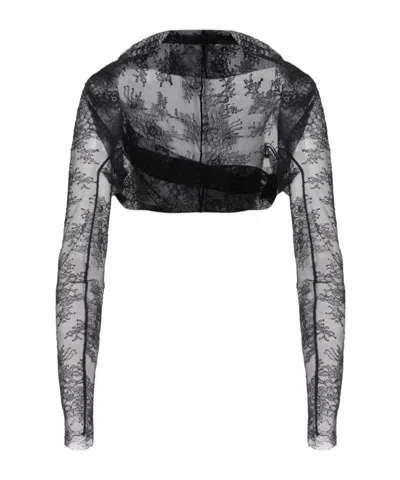 Alberta Ferretti Long Sleeve Laced Top In Black