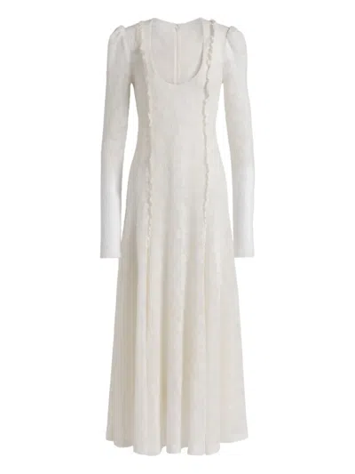 Alberta Ferretti Long-sleeve Midi Dress In White