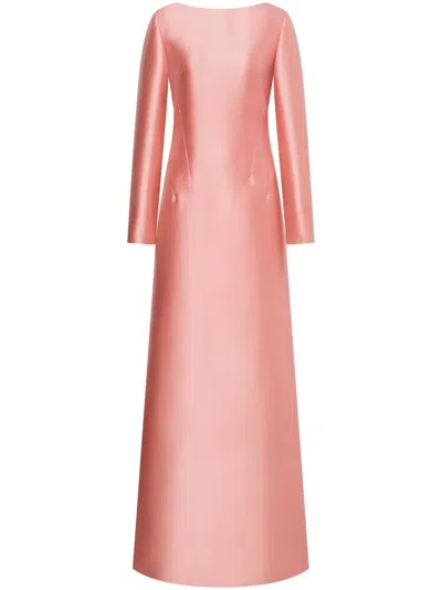 Alberta Ferretti Long Sleeve Satin Dress In Pink