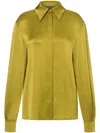 Alberta Ferretti Womens Green Collar Long Sleeves Satin Blouse In Green