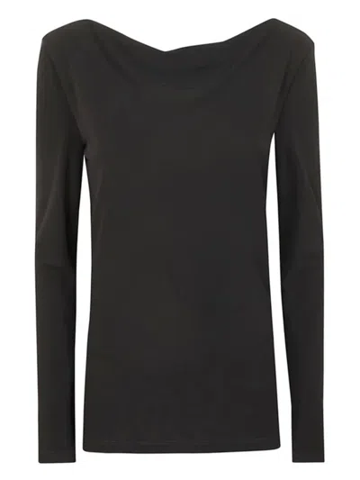 Alberta Ferretti Asymmetric Neck Long Sleeves Slim Fit In Black