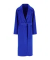 Alberta Ferretti Long-sleeved Belted Coat In Blue