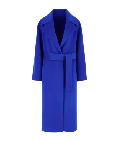 Alberta Ferretti Long-sleeved Belted Coat In Blue
