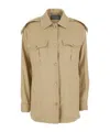 Alberta Ferretti Beige Jacket With Classic Collar And Epaulettes In Linen Blend Stretch Woman In Nude