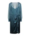 Alberta Ferretti Sheer-overlay Midi Dress In Blue