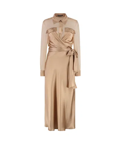 Alberta Ferretti Long-sleeved Dress In Nude