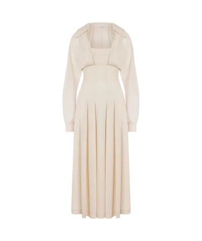 Alberta Ferretti Long-sleeved Dress In Nude