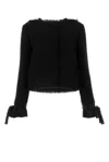 ALBERTA FERRETTI ALBERTA FERRETTI LONG SLEEVED FRINGED TWEED JACKET