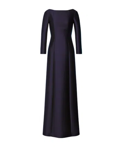 ALBERTA FERRETTI LONG-SLEEVED MIKADO EVENING DRESS