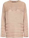 Alberta Ferretti Long-sleeved Round-neck Jumper In Beige