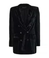 Alberta Ferretti Peak Lapel Velvet Blazer In Black