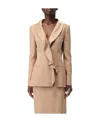 Alberta Ferretti Long-sleeved Suit Jacket With Lotus Leaf Edge In Pink