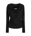 Alberta Ferretti Knitted Wool-blend Top In Black