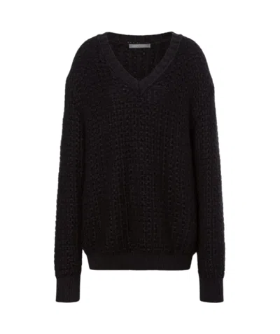 ALBERTA FERRETTI V-NECK WAFFLE-KNIT SWEATER